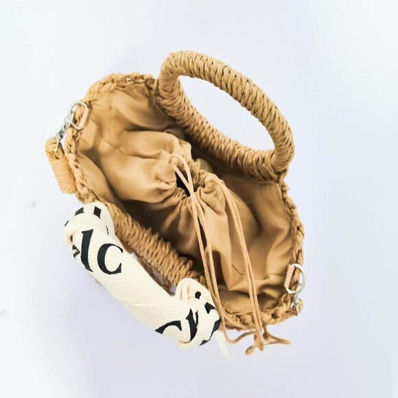 Women's Straw Shoulder Handbag Woven Tote Purse Summer Beach Bag Off White - Picture 9 of 9